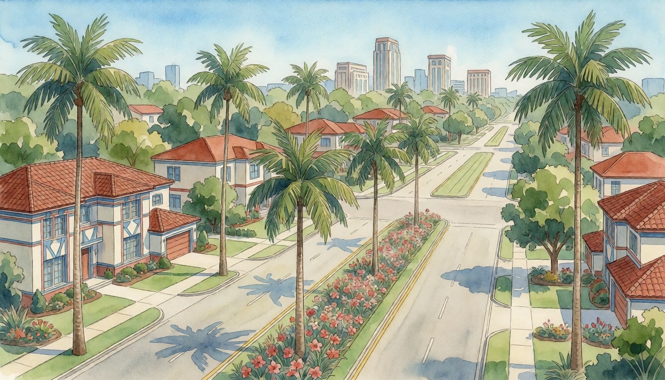 Homes for rent in Coral Springs, FL — watercolor illustration