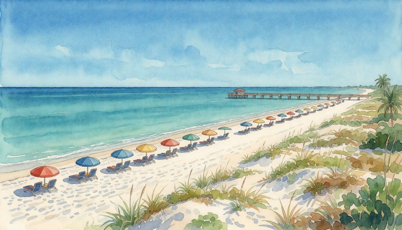 Deerfield Beach, FL rentals by the beach — watercolor illustration