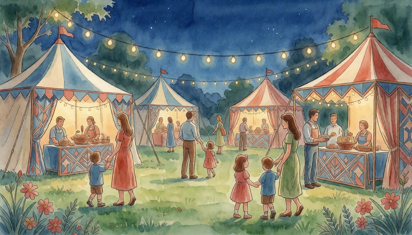 Community Events & Farmers Markets in Coral Springs — watercolor illustration