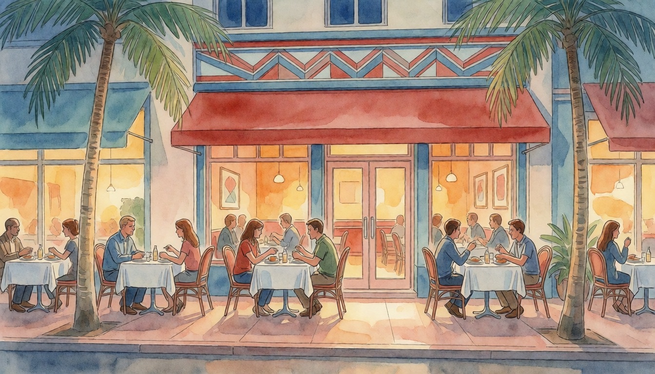 Where to Eat in Coral Springs: A Dining Guide — watercolor illustration