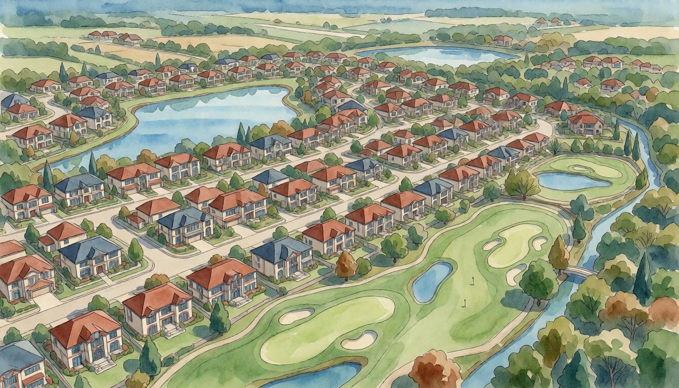 Parkland Neighborhoods: Heron Bay, Cypress Head & MiraLago — watercolor illustration