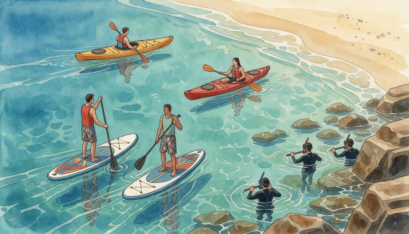 Beach & Water Activities in Deerfield Beach — watercolor illustration